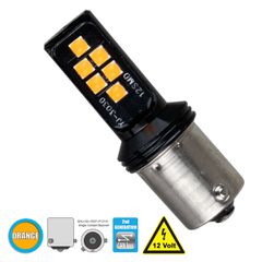 GloboStar® 81247 BAU15S 7507 PY21W 2nd Gen CanBus Series LED 12 SMD 3030 8W 960lm 360° DC 12V IP20 Πορτοκαλί