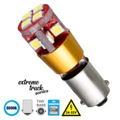 GloboStar® 81294 Λάμπα Φορτηγού BA9S - T4W 3rd Generation Can-Bus Extreme Truck Series LED 12 SMD 3030 6W 900lm 360° DC 24-32V IP20 Ψυχρό Λευκό 6000K