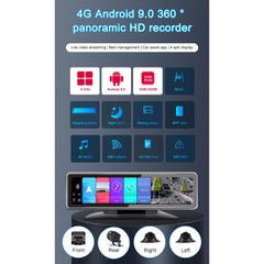 GloboStar® 86058 Καθρέπτης Αυτοκινήτου Android 9.0 360° με 4 Κάμερες 4G Sim Card Slot - WiFi - GPS Navigator - Bluetooth - RAM2GB+ROM32GB - FM Transmitter - Νυχτερινή Όραση - με Parking Lines - Μαύρο-thumb-9