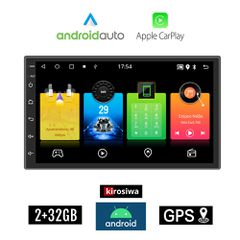 Ηχοσύστημα 7" ιντσών Kirosiwa 2+32GB Android με WI-FI GPS Playstore Youtube (2GB+32GB οθόνη αφής USB 2 GB Ελληνικός πλοηγός Navi OBD αυτοκινήτου OEM Android Auto Apple Carplay 2DIN Bluetooth Mirrorlin