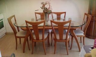 Τραπεζαρία  Κρύσταλλο-Ξύλο με 6 καρέκλες