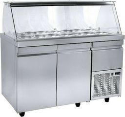 ΠΡΟΣΦΟΡΑ!!! SA GN 134M Ψυγείο - Βιτρίνα σαλατών με ψυκτικό μηχάνημα και πόρτες G/N 134x70x129cm