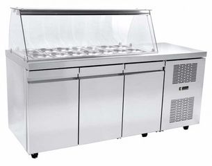 ΠΡΟΣΦΟΡΑ!!! SA GN 179M Ψυγείο - Βιτρίνα σαλατών με ψυκτικό μηχάνημα και πόρτες G/N 179x70x129cm