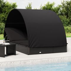 Ξαπλώστρα 2 Ατόμων Στρογγ Οροφή Μαύρη 211x112x140εκ Συνθ. Ρατάν 319656