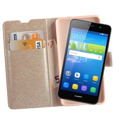 VOLTE-TEL ΘΗΚΗ HUAWEI Y6 LEATHER GOLD-TPU BOOK STAND - 8158629 - 49089