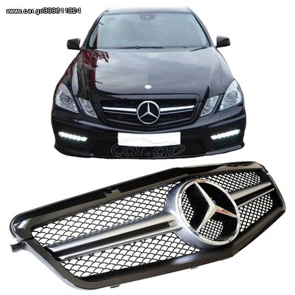 Μάσκα Για Mercedes-Benz E-Class W212 09-13 Amg Look Με Μονή Γρίλια Γυαλιστερό Μαύρο / Χρώμιο 1 Τεμάχιο