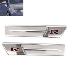 Αεραγωγοί Φτερών Πλαινοί RaceSport Skyline "R" Look Χρωμίου 4,5 x 22,5cm 2 Τεμάχια