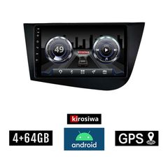 KIROSIWA 4+64GB SEAT LEON (2005-2011) Android οθόνη αυτοκίνητου 4GB με GPS WI-FI (ηχοσύστημα αφής 9" ιντσών OEM Youtube Playstore MP3 USB Radio Bluetooth Mirrorlink DSP 4x60W Apple Carplay Android Aut