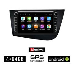 SEAT LEON (2005-2011) Android οθόνη αυτοκίνητου 4GB με GPS WI-FI (ηχοσύστημα αφής 8" ιντσών OEM Youtube Playstore MP3 USB Radio Bluetooth Mirrorlink εργοστασιακή, 4x60W, Navi, μαύρο)