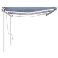 vidaXL Τέντα Αυτόματη με LED & Αισθητήρα Ανέμου Μπλε/Λευκό 6 x 3 μ.-thumb-4