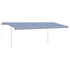 vidaXL Τέντα Αυτόματη με LED & Αισθητήρα Ανέμου Μπλε/Λευκό 6 x 3 μ.-thumb-1