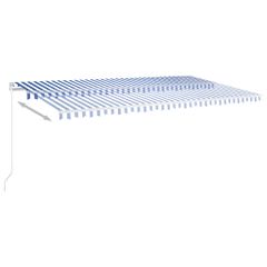 vidaXL Τέντα Αυτόματη με LED & Αισθητήρα Ανέμου Μπλε/Λευκό 6 x 3 μ.-thumb-2