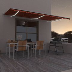 vidaXL Τέντα Αυτόματη με LED&Αισθητ. Ανέμου Πορτοκαλί/Καφέ 600x300 εκ.