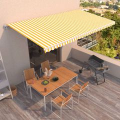 vidaXL Τέντα Συρόμενη Αυτόματη Κίτρινο / Λευκό 600x350 εκ.