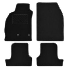 Πατάκια δαπέδου μοκέτας Clan μαύρα με γκρι ρέλι για Renault Megane (III) 4τμχ - 001-22248 - 22248