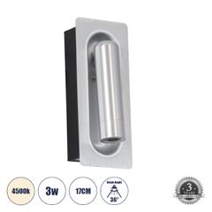 GLOBOSTAR® MANHATTAN 61099 Μοντέρνο Φωτιστικό Τοίχου - Απλίκα Ξενοδοχείου Reading Light LED 3W 405lm 36° AC 220-240V IP20 Φυσικό Λευκό 4500K - Bridgelux COB Chip & TÜV SÜD Driver - Νίκελ Βούρτσας - Μ7