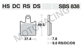 ΤΑΚΑΚΙΑ ΜΠΡΟΣΤΑ KAWASAKI ZZR 1400 06'-12' / ZX-6R 07'-12' / GTR 1400 08'-11' SBS 838HS - SINTER ( ΜΕΤΑΛΛΙΚΟ )