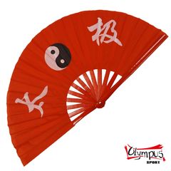 Wu-Shu Fan Bamboo Frame YIN YANG Red 33cm