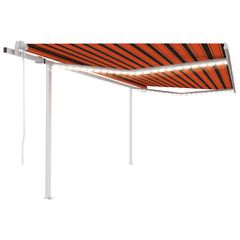 vidaXL Τέντα Αυτόματη με LED&Αισθητήρα Ανέμου Πορτοκαλί/Καφέ 4,5x3,5μ.
