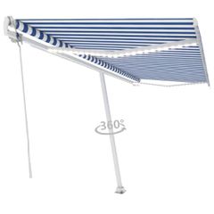 vidaXL Τέντα Αυτόματη με Αισθητήρα Ανέμου & LED Μπλε/Λευκό 500x300 εκ.-thumb-2