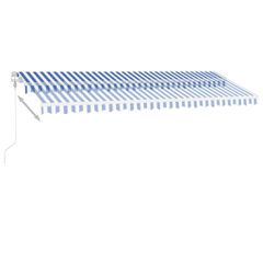 vidaXL Τέντα Αυτόματη με Αισθητήρα Ανέμου & LED Μπλε/Λευκό 500x300 εκ.-thumb-3