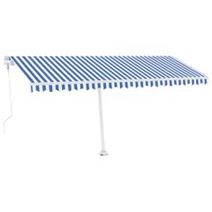 vidaXL Τέντα Αυτόματη με Αισθητήρα Ανέμου & LED Μπλε/Λευκό 500x300 εκ.-thumb-1