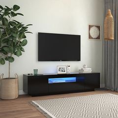 vidaXL Έπιπλο Τηλεόρασης με LED Μαύρο 160 x 35 x 40 εκ. N/A Μαύρο