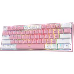 Redragon K617 FIZZ Gaming Μηχανικό Πληκτρολόγιο 60% με Custom Red διακόπτες και RGB φωτισμό (Αγγλικό US) Pink/White