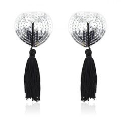 Naughty Toys Καλύμματα θηλών Burlesque Sequin ασημί με μαύρες φο