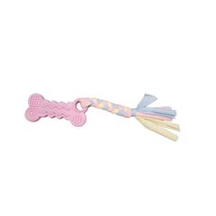 Colorful dog toy - chew with string, pink