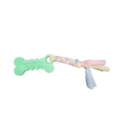 Colorful dog toy - chew with string, green