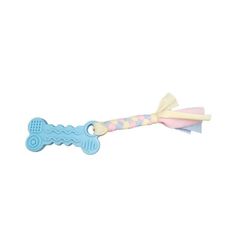 Colorful dog toy - chew with string, blue