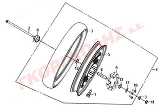 ΤΡΟΧΟΣ ΕΜΠΡΟΣΘΙΟΣ ΑΣΠΡΟΣ 2,5x16 44601-X3A-000-WA