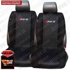 AUDI RS6 ΠΛΑΤΟΚΑΘΙΣΜΑ ΤΕΧΝΟΔΕΡΜΑ RUBI ΜΑΥΡΟ ΜΕ ΚΕΝΤΗΜΑ RS6 ΣΕΤ 2ΤΜΧ