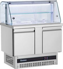 ΠΡΟΣΦΟΡΑ!!! BSVP7300 Ψυχόμενη Βιτρίνα Σαλατών Inox 2 Πόρτες 108x70x130