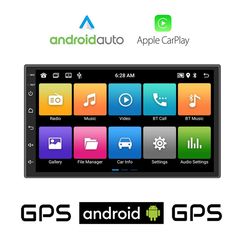 Οθόνη αυτοκίνητου Android GPS (WI-FI, Full Touch, Playstore 1GB MP3 USB video radio Android Auto Apple Carplay ηχοσυστημα Bluetooth, 2DIN, Universal, 7'' ιντσών, 4x60W, AUX, Mirrrorlink)