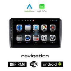 AUDI A3 (2003-2012) Android οθόνη αυτοκίνητου 8GB + 128GB με GPS WI-FI (ηχοσύστημα αφής 9" ιντσών OEM Android Auto Apple Carplay Youtube Playstore MP3 USB Radio Bluetooth Mirrorlink Α3 εργοστασια