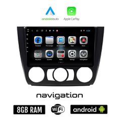 BMW E81 (E82, E87, E88) 2004 - 2013 Android οθόνη αυτοκίνητου 8GB + 128GB με GPS WI-FI (E81, E82, E87, E88 ηχοσύστημα αφής 9" ιντσών OEM Android Auto Apple Carplay Youtube Playstore MP3 USB Radio Blue