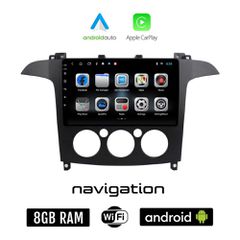 FORD S-MAX 2006 - 2014 (με χειροκίνητο κλιματισμό) Android οθόνη αυτοκίνητου 8GB + 128GB με GPS WI-FI (ηχοσύστημα αφής 9" ιντσών OEM Android Auto Apple Carplay Youtube Playstore MP3 USB Radio Bluetoot