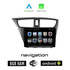 HONDA CIVIC (2012 - 2016) Android οθόνη αυτοκίνητου 8GB + 128GB με GPS WI-FI (ηχοσύστημα αφής 9" ιντσών OEM Android Auto Apple Carplay Youtube Playstore MP3 USB Radio Bluetooth Mirrorlink εργοστασιακή