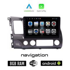 HONDA CIVIC 4D (2006 - 2012) Android οθόνη αυτοκίνητου 8GB + 128GB με GPS WI-FI (ηχοσύστημα αφής 10" ιντσών OEM Android Auto Apple Carplay Youtube Playstore MP3 USB Radio Bluetooth Mirrorlink εργοστασ