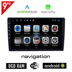 Android 8GB + 128GB οθόνη αυτοκινήτου 9" ιντσών με GPS WI-FI (2-DIN ηχοσύστημα αφής OEM Android Auto Apple Carplay Youtube Playstore MP3 USB Radio Bluetooth Mirrorlink Universal 4x60W 2DIN πλοήγηση ηχ