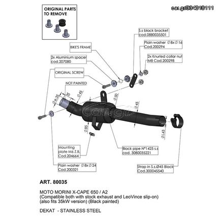 LeoVince Link Pipe MOTO MORINI	X-CAPE 650 ABS	2021	- 2022