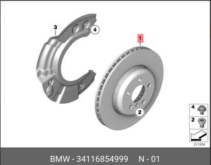 σετ εμπροσθιες δισκοπλακες BMW , Febi Bilstein , made in Germany :  34116764645 , 5 μπουλονια , 330χ24 . BMW 34116854999 .