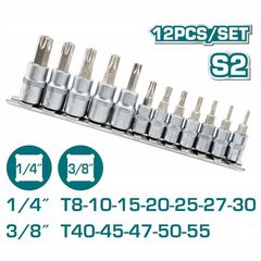 TOTAL ΕΠΑΓΓ. ΣΕΤ ΚΑΡΥΔΑΚΙΑ TORX 1/4" + 3/8" 12ΤΕΜ (THT1438121)