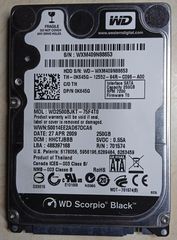 Δίσκος για Laptop, WESTERN DIGITAL Scorpio Black WD2500BJKT-75F4T0, 2.5", SATA 250GB