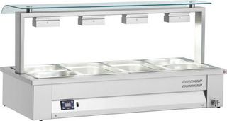 ΠΡΟΣΦΟΡΑ!!! INOMAK MSV614 (Για 4 GN 1/1) Μπαιν Μαρί Επιτραπέζιο με Διπλό Αντιπτερνιστικό Sneeze Guard 141x63x71cm