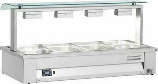 ΠΡΟΣΦΟΡΑ!!! INOMAK MEV614 (Για 4 GN 1/1) Μπαιν Μαρί Επιτραπέζιο με Μονό Αντιπτερνιστικό Sneeze Guard 141x63x71cm