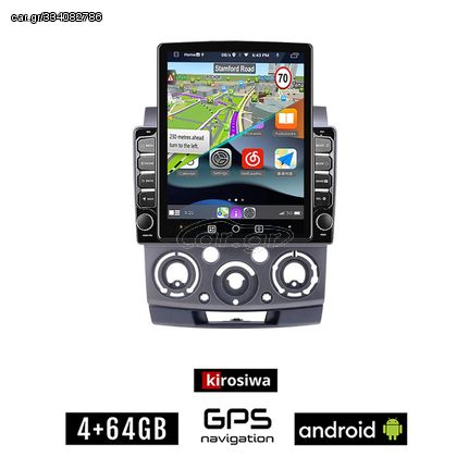 KIROSIWA FORD RANGER 2007-2011 Android οθόνη αυτοκίνητου 4GB με GPS WI-FI (ηχοσύστημα αφής 9.7" ιντσών OEM Youtube Playstore MP3 USB Radio 4+64GB Bluetooth Mirrorlink εργοστασιακή, 4x60W, AUX)