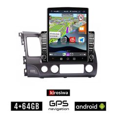 KIROSIWA HONDA CIVIC 4D (2006 - 2012) Android οθόνη αυτοκίνητου 4GB με GPS WI-FI (ηχοσύστημα αφής 9.7" ιντσών OEM Youtube Playstore MP3 USB Radio 4+64GB Bluetooth Mirrorlink εργοστασιακή, 4x60W,